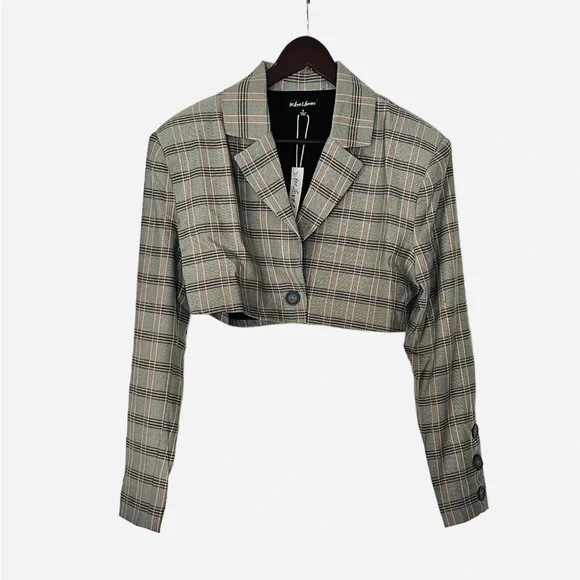 For Love and Lemons Kym Crop Blazer Grey Small NEW NWT FLL